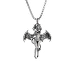 Gothic Punk Sexy Devil Bat Girl Goddess Pendant Necklace for Men and Women Hip Hop Trendy Halloween Cosplay Party