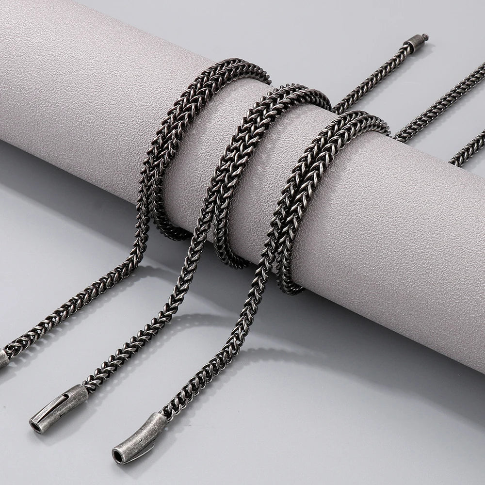 Vintage 4.5MM Curb Link Chain Necklace Man Stainless Steel Men's Chain Necklaces Choker for Man 50/55/60CM Long Viking