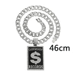 Goth Dollar Sign 'Cash Money Records' Iced out Pendant Necklace with Cuban Chain Hip Hop Jewelry for Street Style Rapper Gift