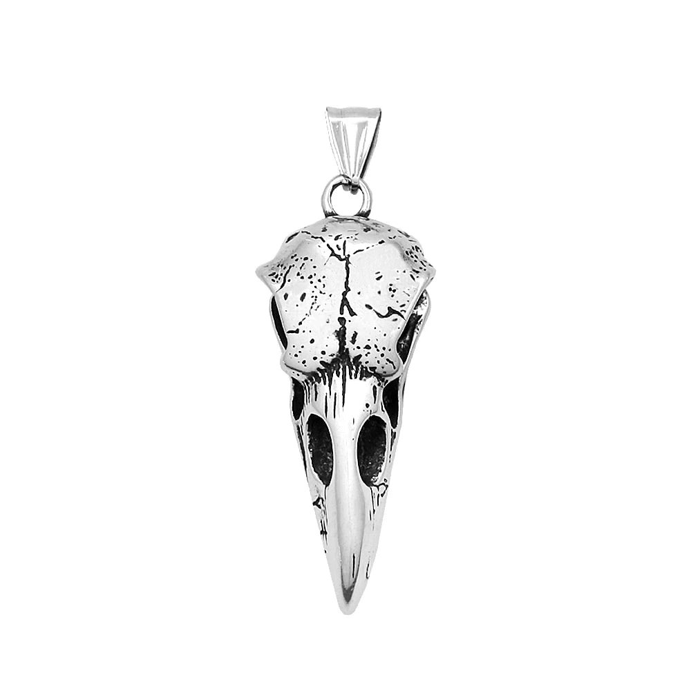 Crow Skull Pendant Necklace — Stainless Steel