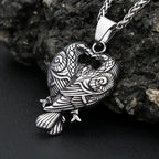 Odin Double Raven Pendant — Stainless Steel