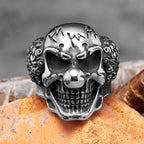 Joker Skull Punk Gothic Stainless Steel Mens Clown Rings Trendy Unique Stylish for Male Biker Jewelry Creativity Gift