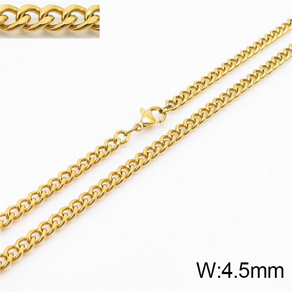 Punk Curb Cuban Link Chain Men Women Stainless Steel Long Necklace Fashion Tide Hip Hop Sweater Accessories Party Jewelry Gifts