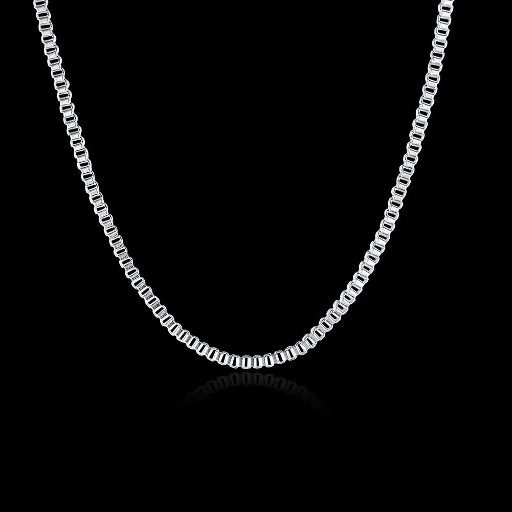 Hot 925 Sterling Silver Necklace 16-24 inches fine 2MM Box chain For man Women high quality Fashion party Jewelry Gifts