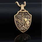 Archangel Michael Shield Pendant — Stainless Steel