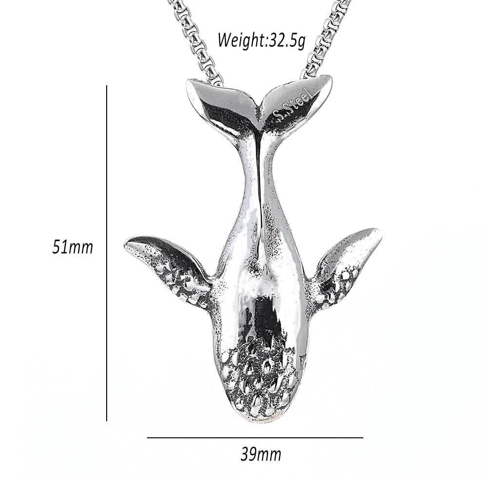 Whale Steel Pendant 316L Men Women Simple Necklace