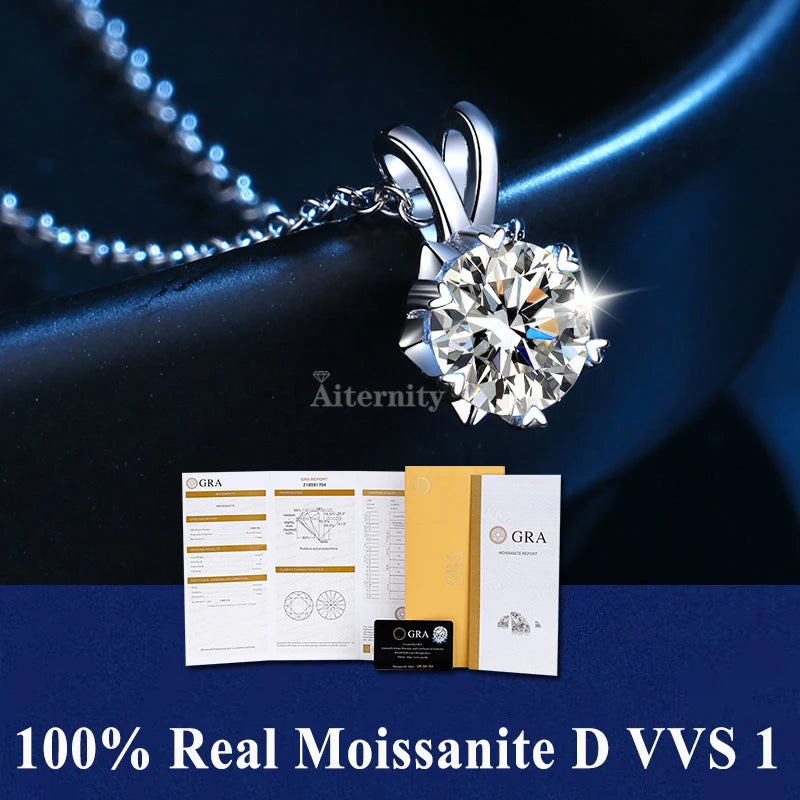 0.5ct-1.0ct VVS1 D Color Moissanite Necklace 925 Soild Sterling Sliver Chain with Certificate Fine Jewelry for Woman Jewelry