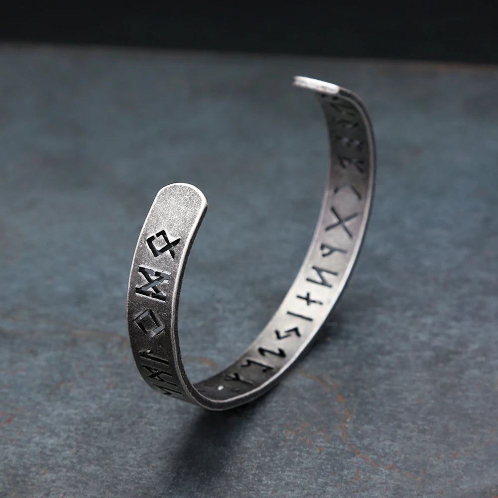 Viking Runes Cuff Bracelet — Stainless Steel