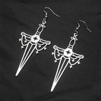 Cross Jesus Silver Earrings Goth Sword Star Hoop