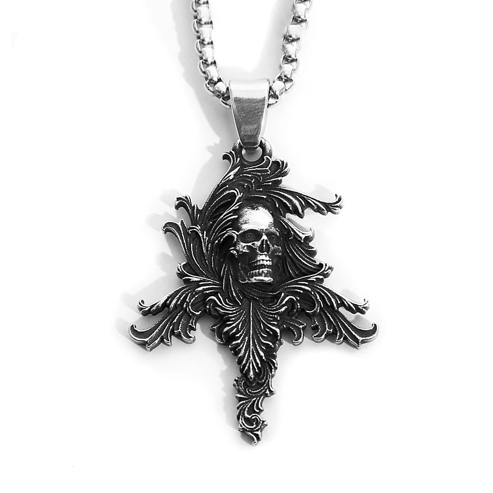 Gothic Skull Pendant Necklace — Stainless Steel