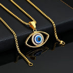 Nwe Vintage Eye of Fortune Pendant Necklace for Women Steel and Titanium Personality Gothic Chain Necklaces Jewelry Gift