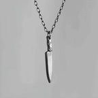 Mini Knife Pendant Necklace — Black-Tone