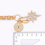 Nidin Hot Sale New Fashion Geometric Paperclip Link Chain Evil Eye Palm Shape Pendant Necklace For Women Men Jewelry