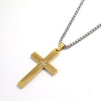 Classic Stainless Steel Cross Necklace For Men 24 Inches Long Pendant Collar Hiphop Rock Outdoor Cool Riding Neck Accessories