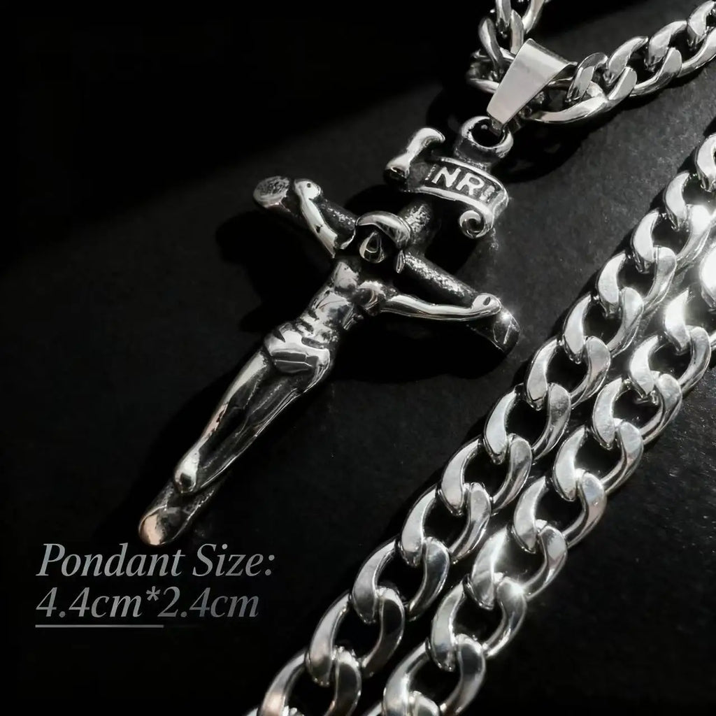 Cross Jesus Steel Pendant 316L Religious