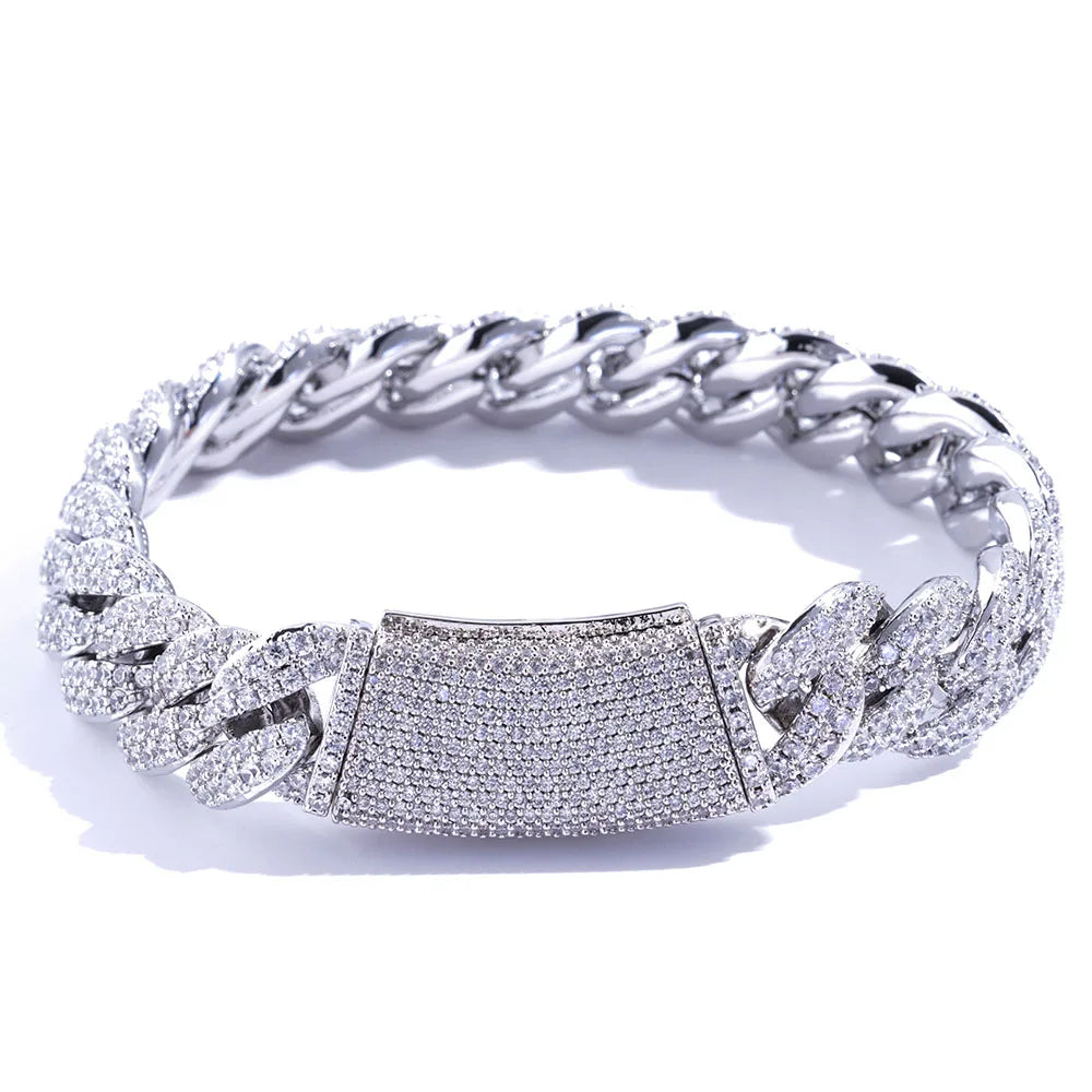 13mm Cuban Link Chain Necklaces Iced Out Miami Cuban Chain for Man Women Iced Out Shiny Inlaid Zircon Hip Hop Jewelry
