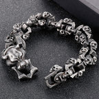 Men's Punk Panther Head Bracelet Gothic 316l Stainless Steel Biker Chain Halloween Skull Wristband Bracelets Jewelry
