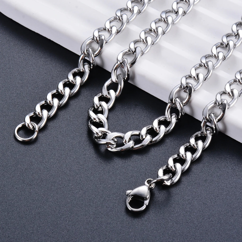 Cuban Curb Chain Choker 7.5mm — Stainless Steel