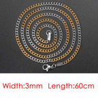 Silver Cuban Chain Necklace Stainless Steel 3/5MM