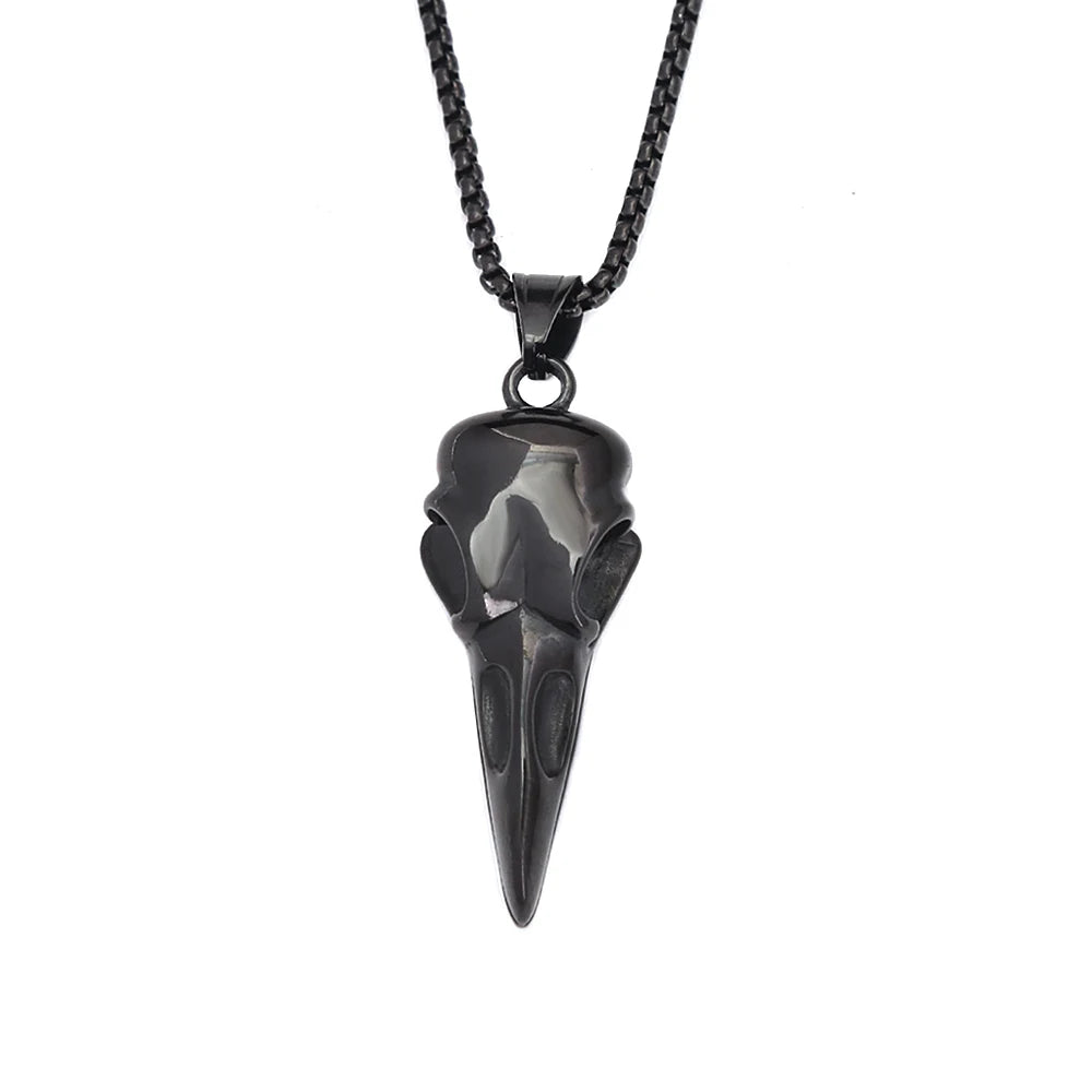 Vikings Stainless Steel Raven Pendant Necklaces For Men Women Nordic Odin Animal Skull Necklace Fashion Amulet Jewelry