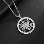 Stainless Steel Solomon Religious Seven Archangels Compass Pendant Necklace Men's Retro Lucky Amulet Jewelry