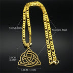 Celtic Knot Geometric Pendant Necklace — Gold-Tone, 55cm Chain