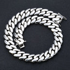 HHIOK 22mm Thick Cuban Link Necklace Iced Out Exquisite Brass High Polished Hip Hop Jewelry For Men and Women