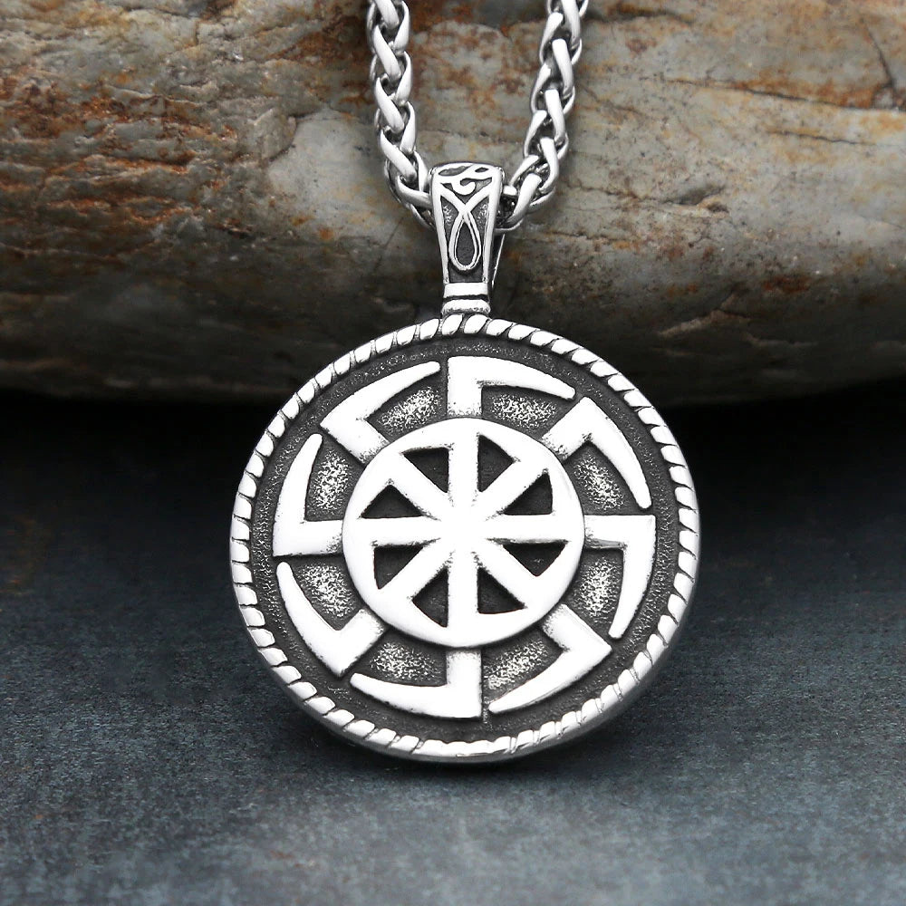 Slavic Kolovrat Pendant Necklace — Stainless Steel