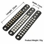 Classic Adjustable Size Rivet Bangle Square Wide Rows Nails Spike Cuff Bracelet PU Leather Bracelets Bangle Men Women