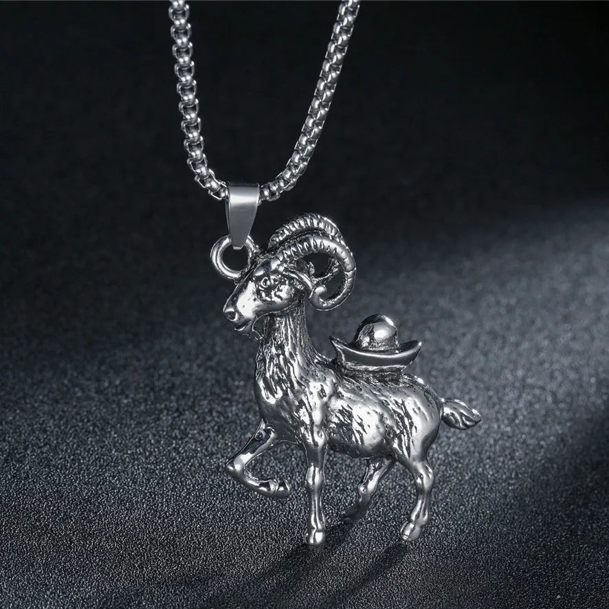 Punk Bull Buffalo Skull Pendant Necklace For Cool Men Women Stainless Steel Long Chain Necklace Party Gift Hip Hop Jewelry