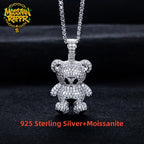 Iced Out Teddy Bear Pendant — 925 Silver
