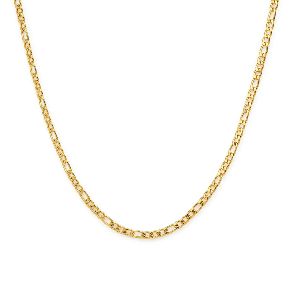 Necklace for man Stainless Steel Figaro Chain 58cm, Non-Tarnish NK 3:1 Link Necklace, Waterproof Minimalist Hip Hop Jewelry