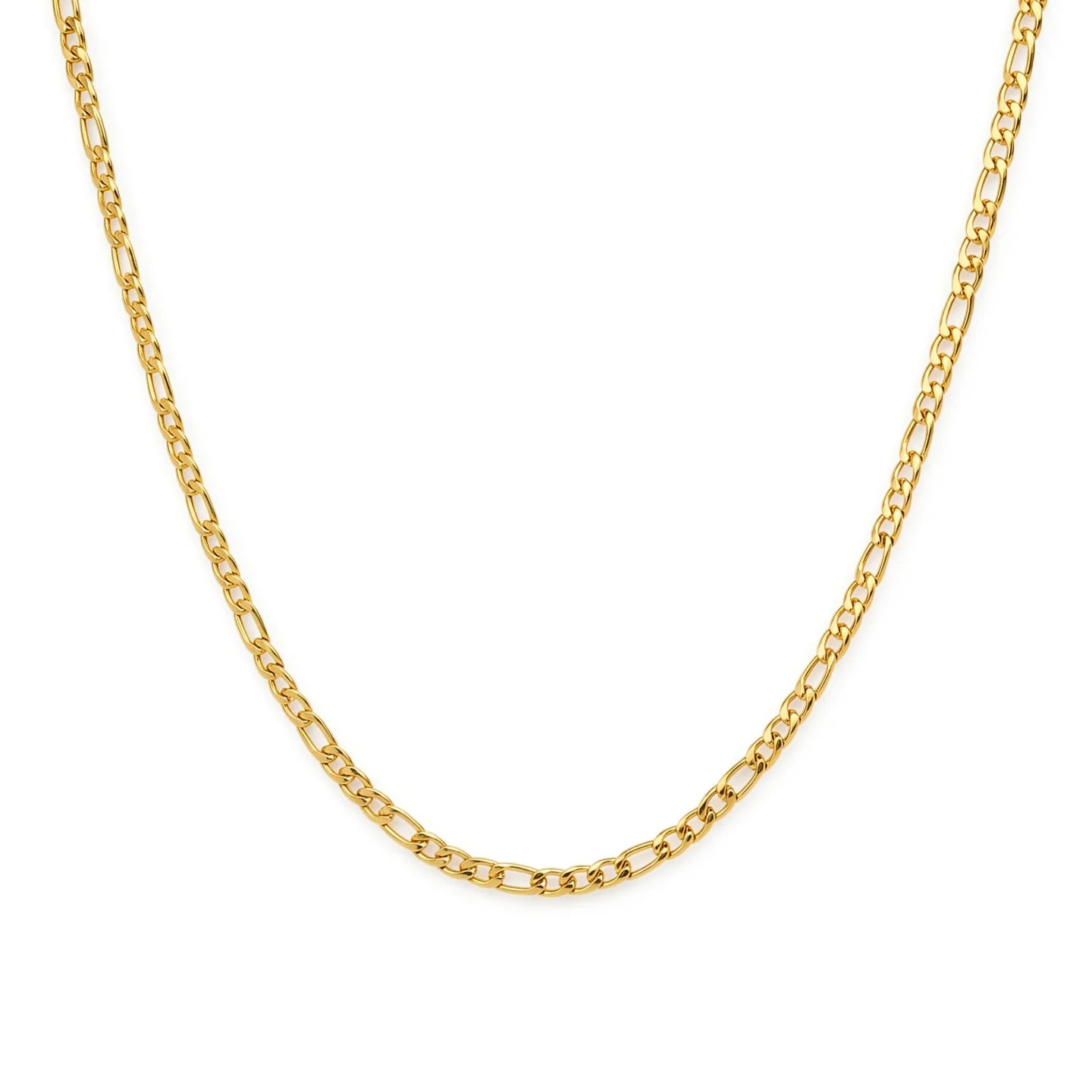 Necklace for man Stainless Steel Figaro Chain 58cm, Non-Tarnish NK 3:1 Link Necklace, Waterproof Minimalist Hip Hop Jewelry