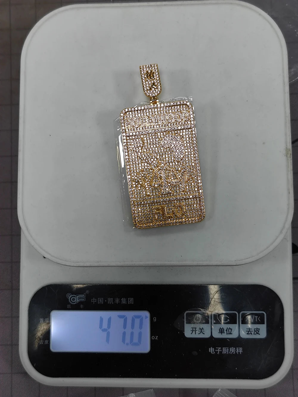 Iced Out Logo Tag Pendant Necklace