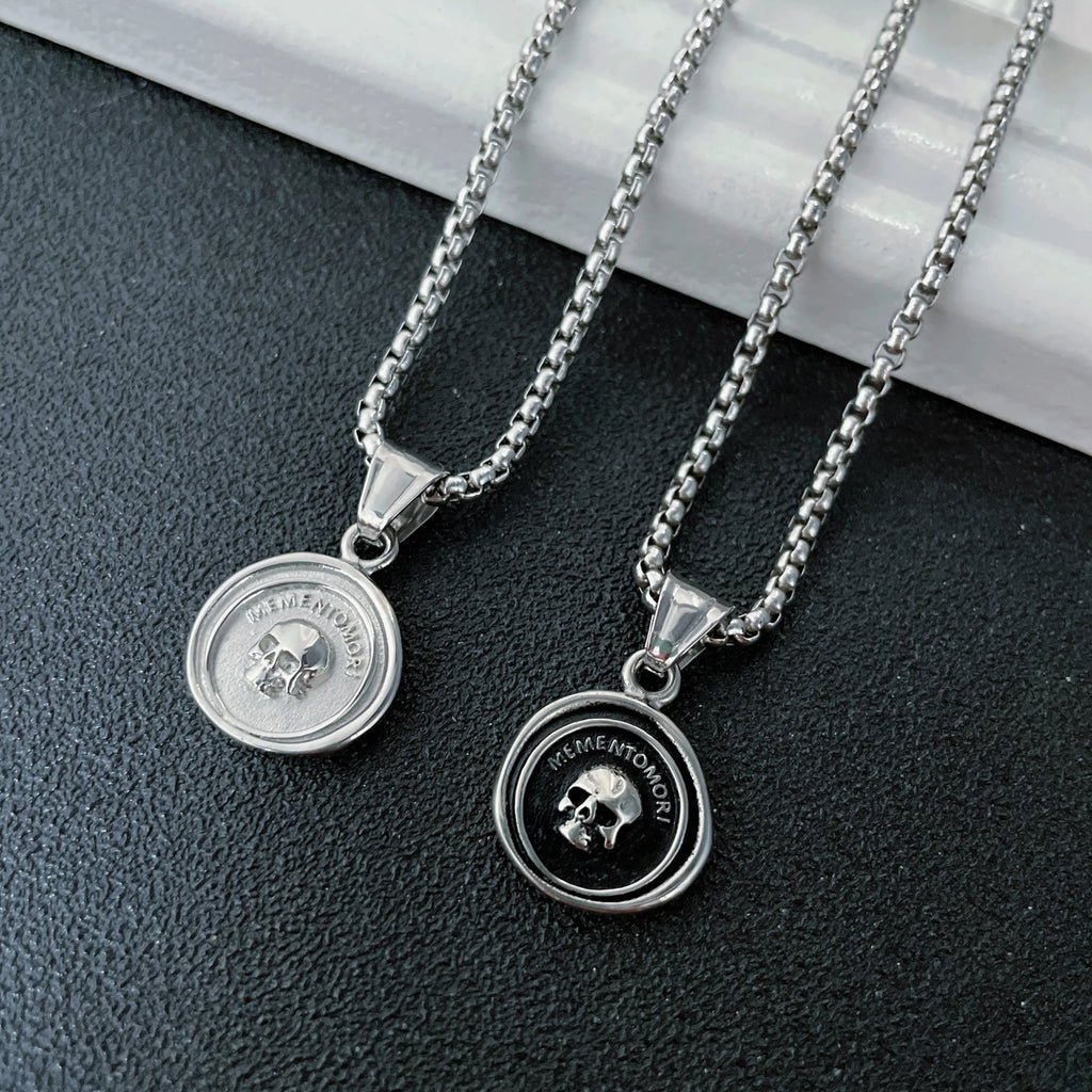 Memento Mori Skull Pendant Necklace — Stainless