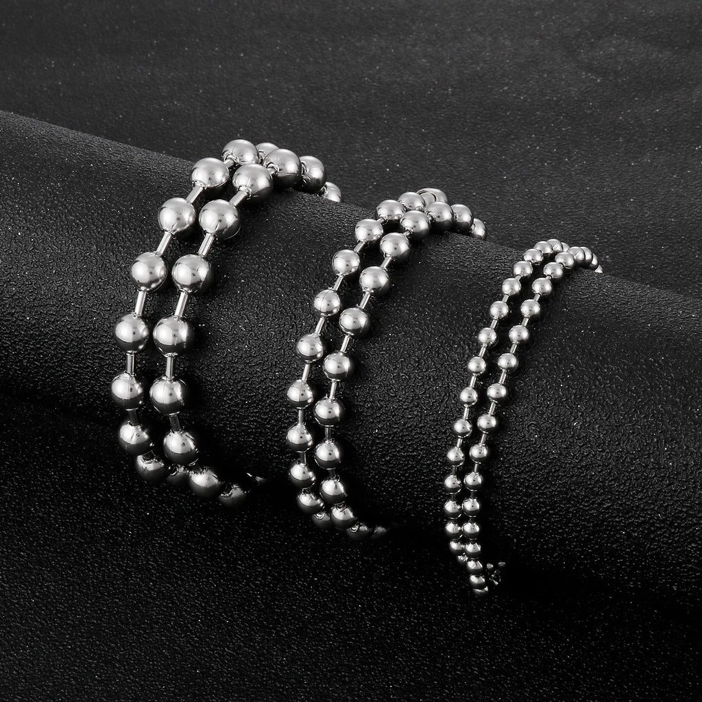 2/3/4/6/8mm Simple Balls Link Chain Necklaces For Men Women Silver Color Stainless Steel Balls Collar Choker Hip Hop Jewelry