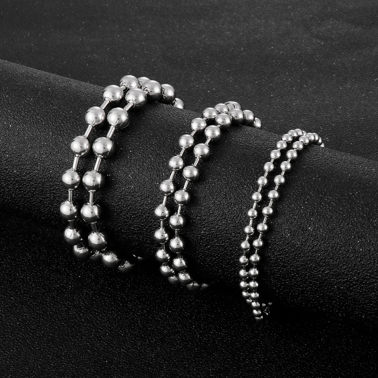 2/3/4/6/8mm Simple Balls Link Chain Necklaces For Men Women Silver Color Stainless Steel Balls Collar Choker Hip Hop Jewelry