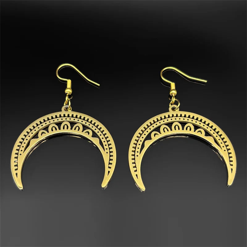 Moon Gold Pendant Witchcraft Divination Hoop Crescent