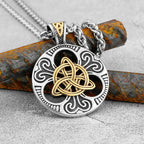 Retro Norse Rune Celtic Knot Necklace Gold Color Stainless Steel Viking Symbols Valknut Pendant Punk Male Gift Jewelry