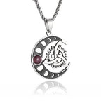 Silver Color Stainless Steel Pattern Witch Knot Pendant Necklace Celtic Knot Lucky Jewelry Christmas Gift for Friends Family