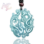 Myanmar Jadeite Dragon Phoenix Pendant Necklace Stone Fashion Accessories Luxury Talismans Burmese Jade Real Jewelry