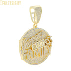 New Hip Hop Money Pendant Necklace Gold Color Iced Out Bling CZ Cubic Zirconia Letters Rich Dollar Charm Men Women