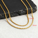 Two-Tone Cuban Box Rope Chain Necklace Set