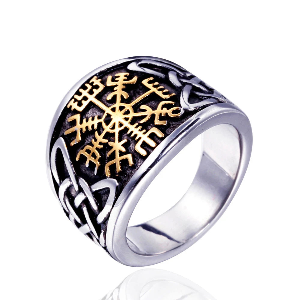 Viking Compass Odin Ring — Gold-Tone Stainless Steel