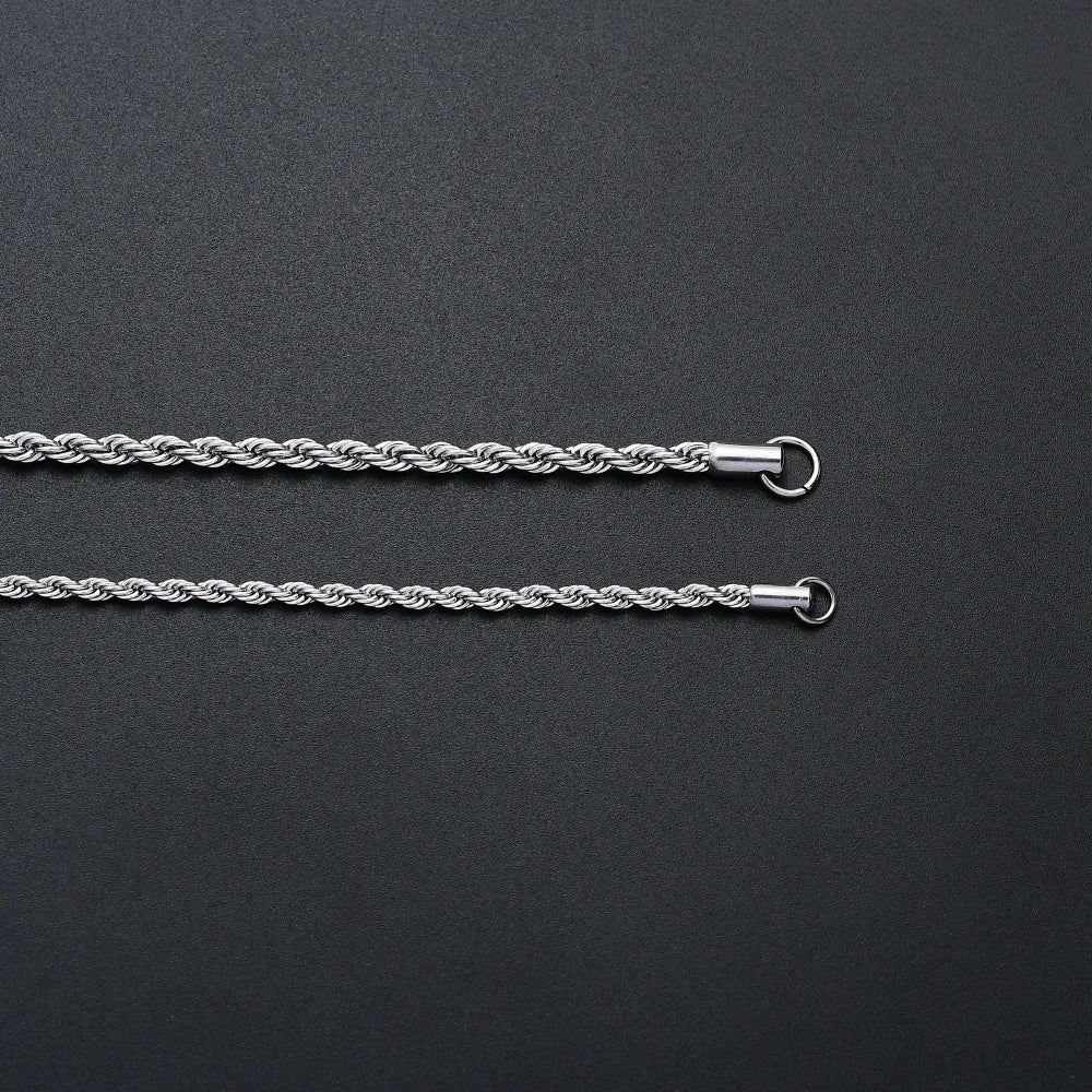 wholesale 3MM 925 sterling silver twisted rope chain necklace Men women Link necklace Fashion gift jewelry Wedding Party