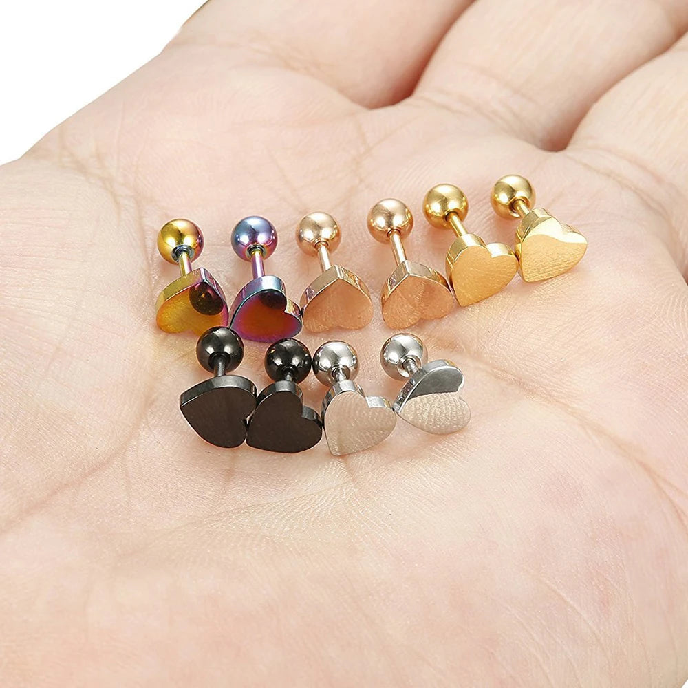 Stainless Steel Heart Stud Earrings
