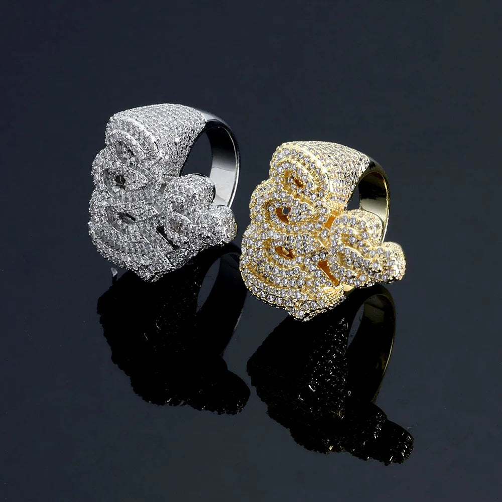 Gold Crown Ring Iced Out CZ Statement
