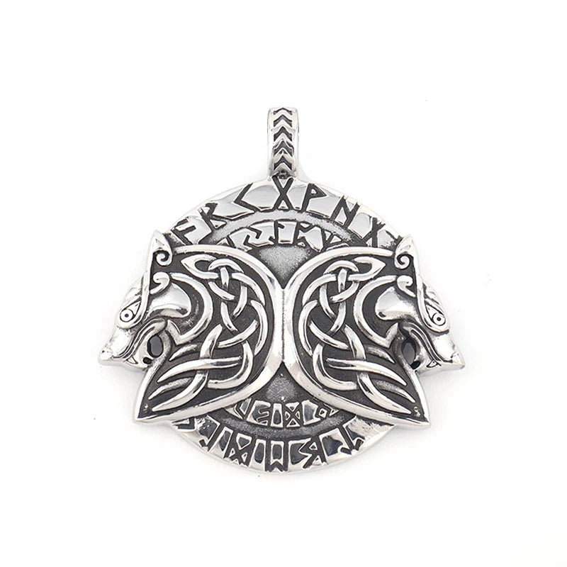 Stainless Steel Viking Fenrir Wolf Pendant Necklace Vintage Nordic Rune Men Jewelry Best Gift Wholesale Dropshipping