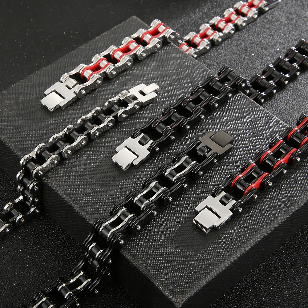 Rock And Roll Men's Bracelet Motorcycle Chain Mechanical Bracelets for Man 316L Stainless Steel Hand Jewelry
