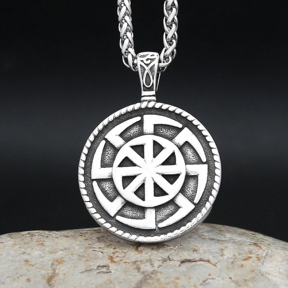 Slavic Kolovrat Pendant Necklace — Stainless Steel